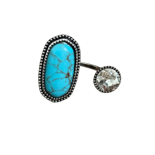 Crystal Turquoise Stone Cuff Ring