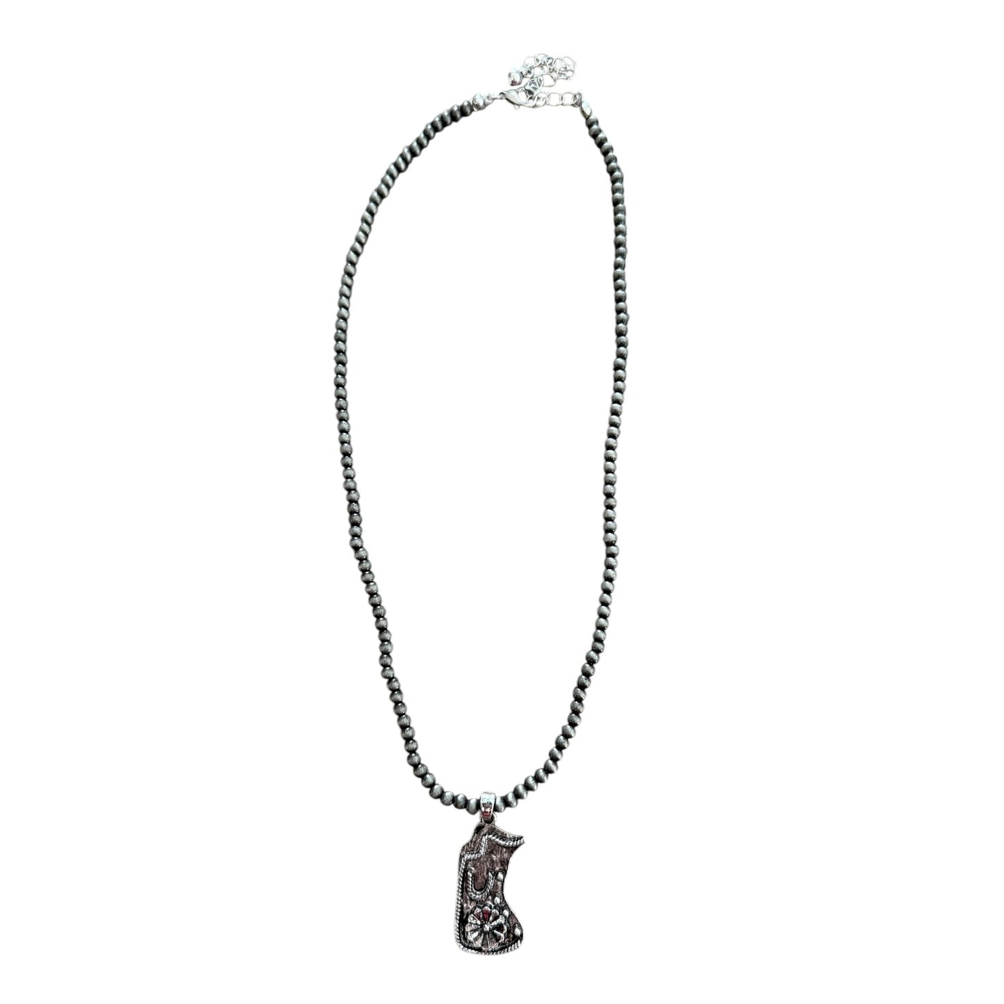 Gunmetal Navajo Pearl Chaps Necklace