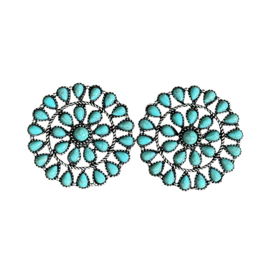 Large Turquoise Cluster Earrings
