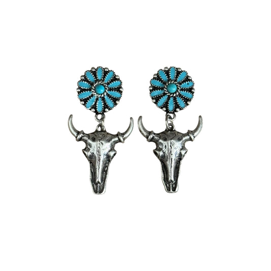 Turquoise Cluster Steer Earrings