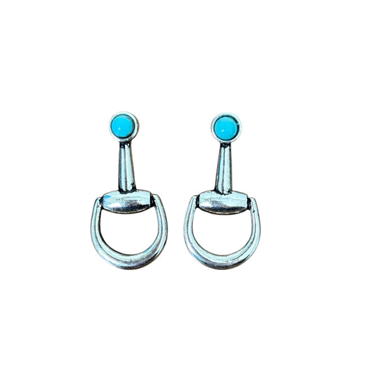 Turquoise Half Snaffle Bit Earrings