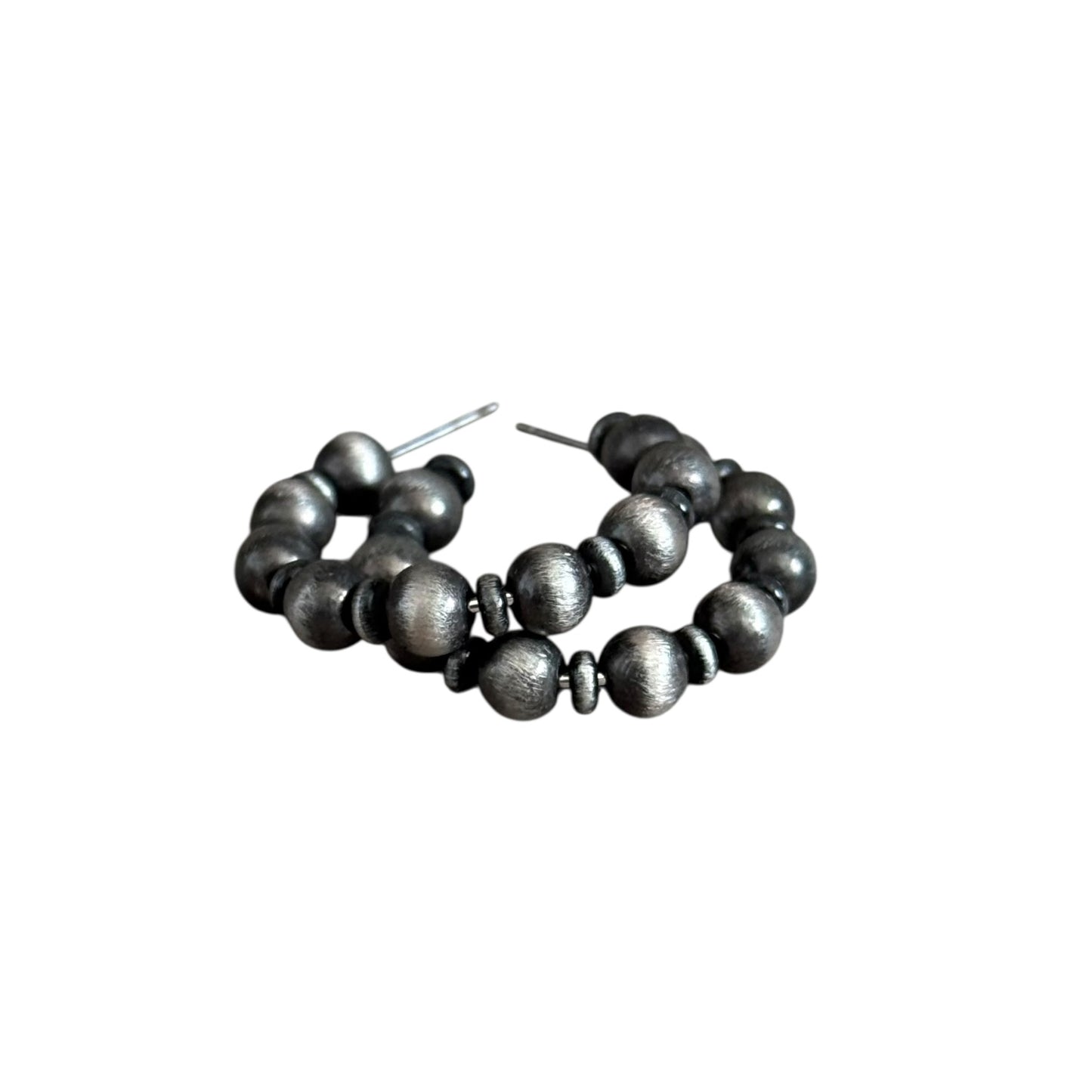 Gunmetal Navajo Pearl Hoop Earrings