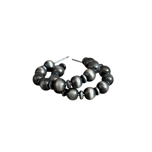 Gunmetal Navajo Pearl Hoop Earrings