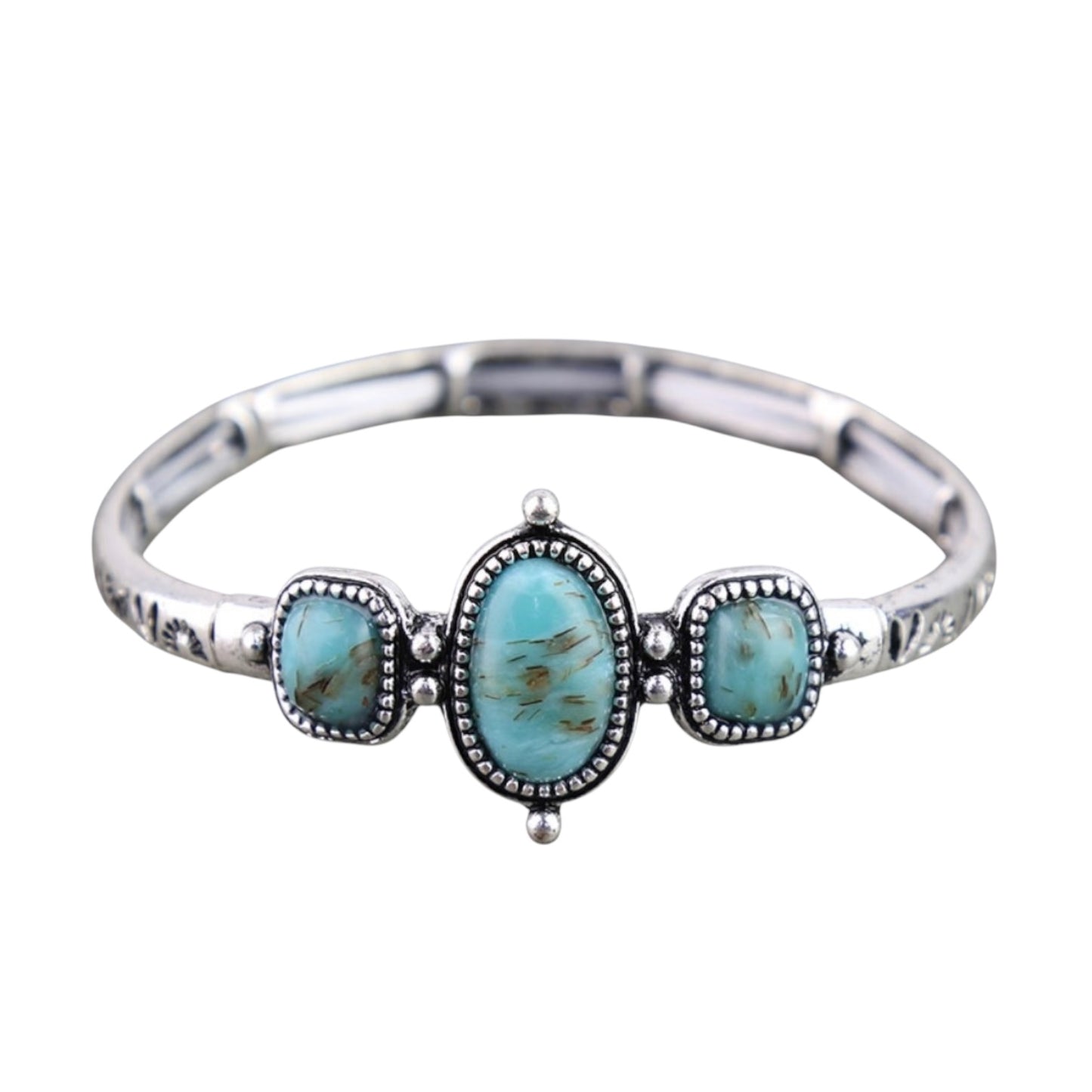 Turquoise Oval Square Stone Stretch Bracelet