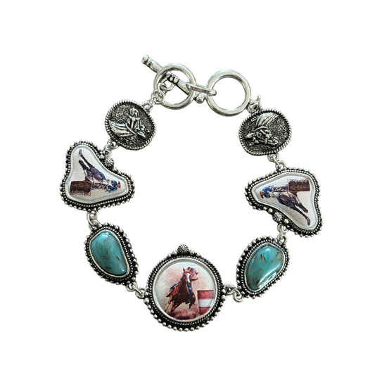 Barrel Racers & Turquoise Toggle Bracelet