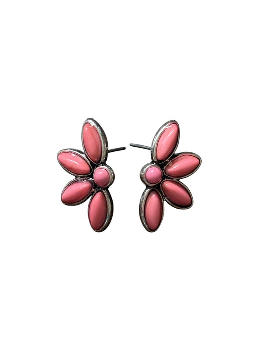 Pink Half Cluster Earrings