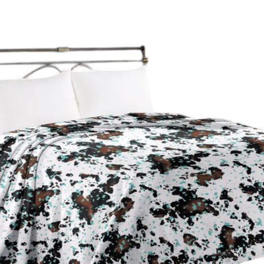 Turquoise Splatter Cow Print King Blanket