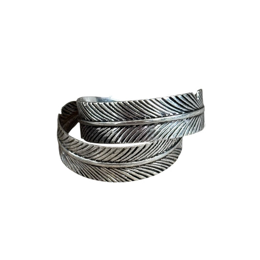 Silver Feather Hoop Earrings