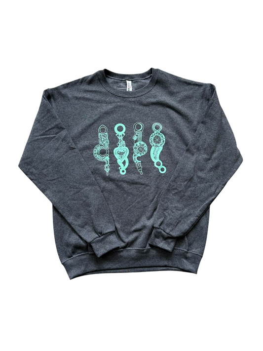 Tooled Bits Heathered Black Crewneck