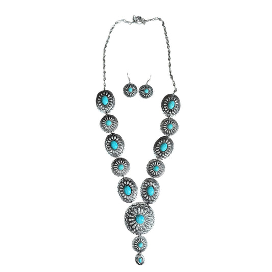 Turquoise Concho Necklace Set