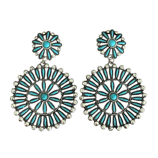 Large Turquoise Double Cluster Earrings