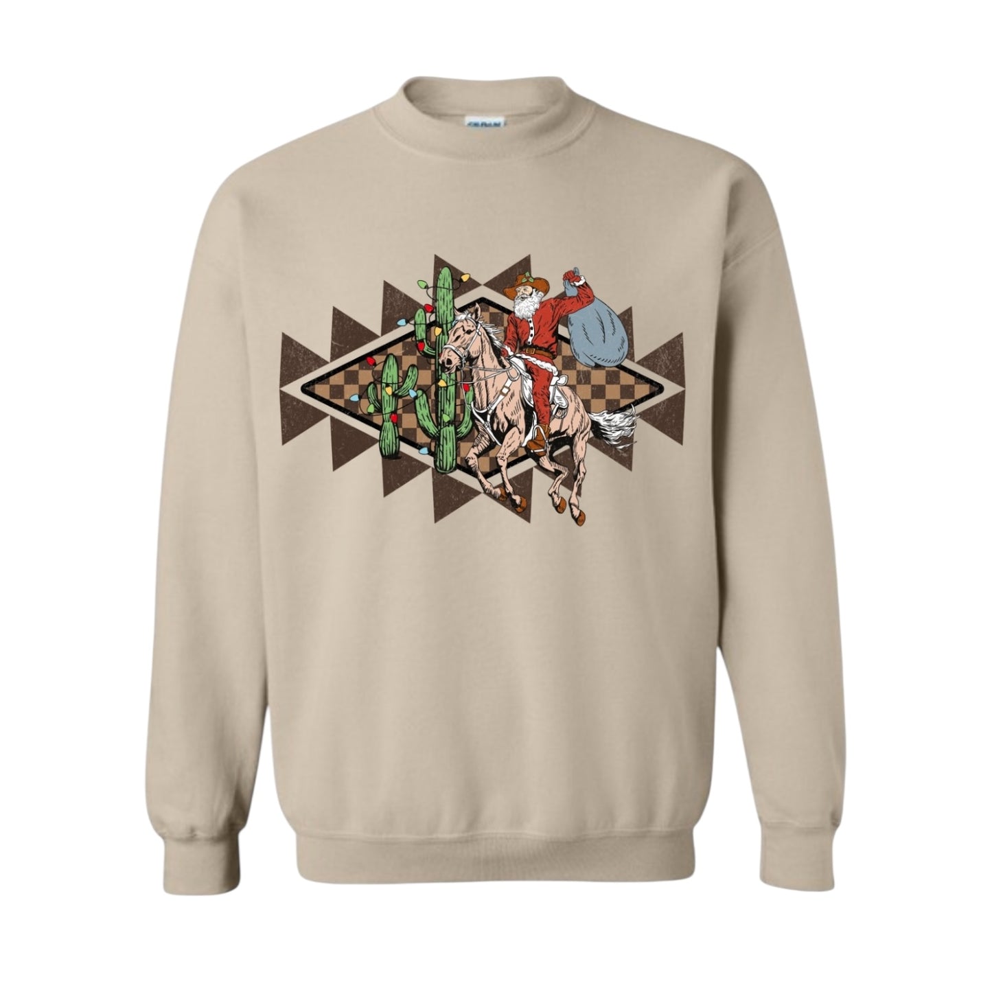 Aztec Checkerboard Santa Christmas Crewneck • PRE ORDER •