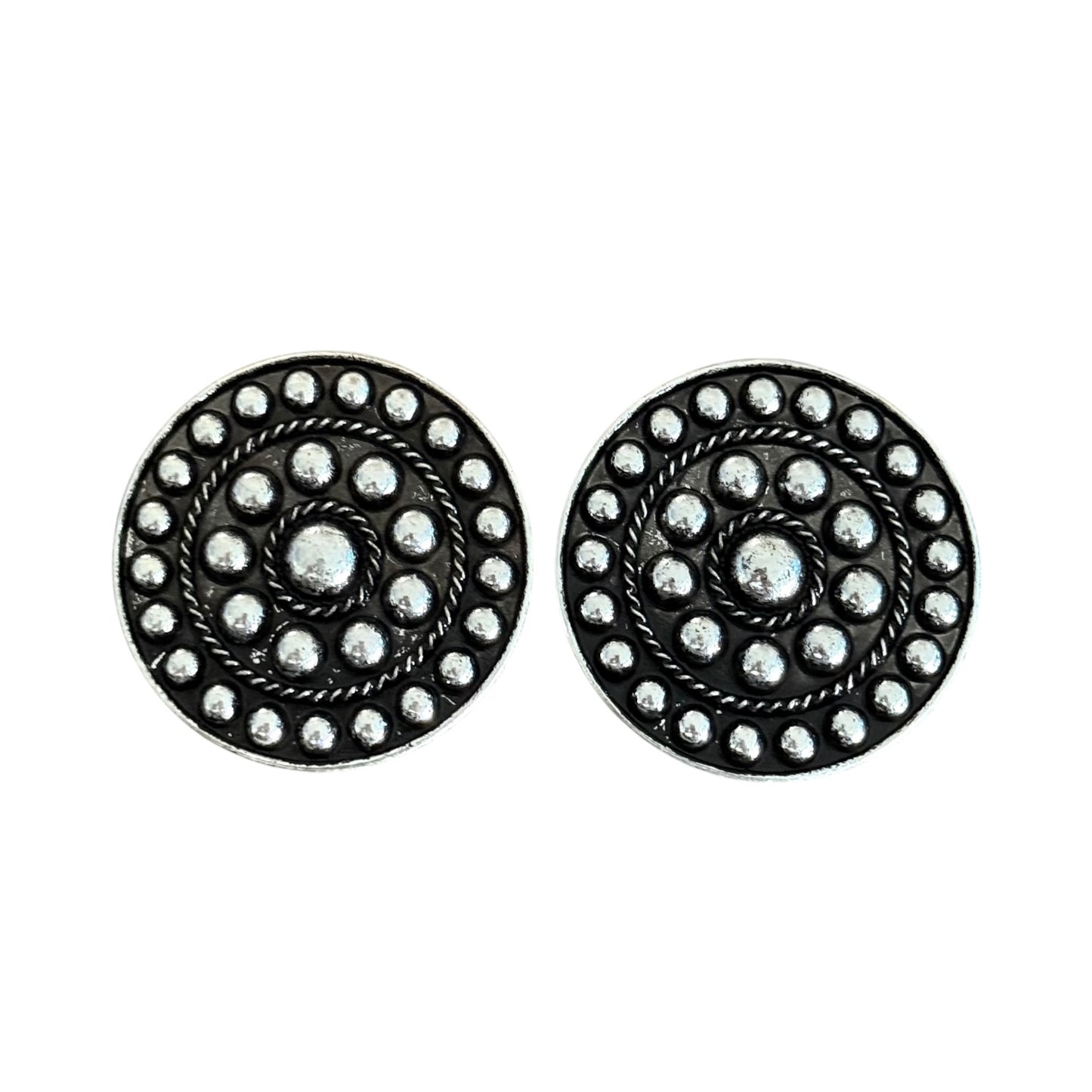 Silver Dot Round Earrings
