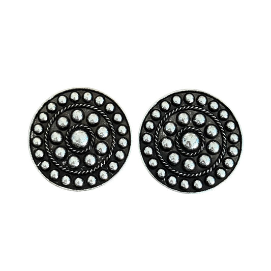 Silver Dot Round Earrings