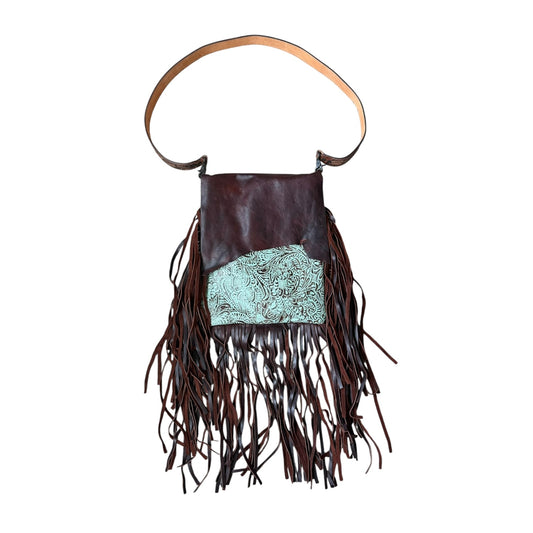 Raw Edge Embossed Turquoise Purse
