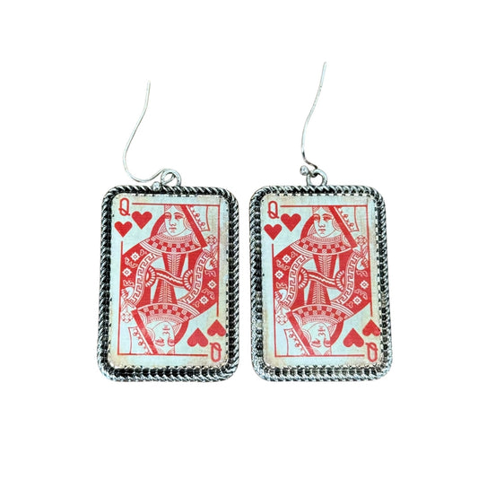 Queen of Hearts Card Earrings