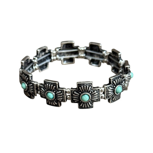 Turquoise Cross Stretch Bracelet