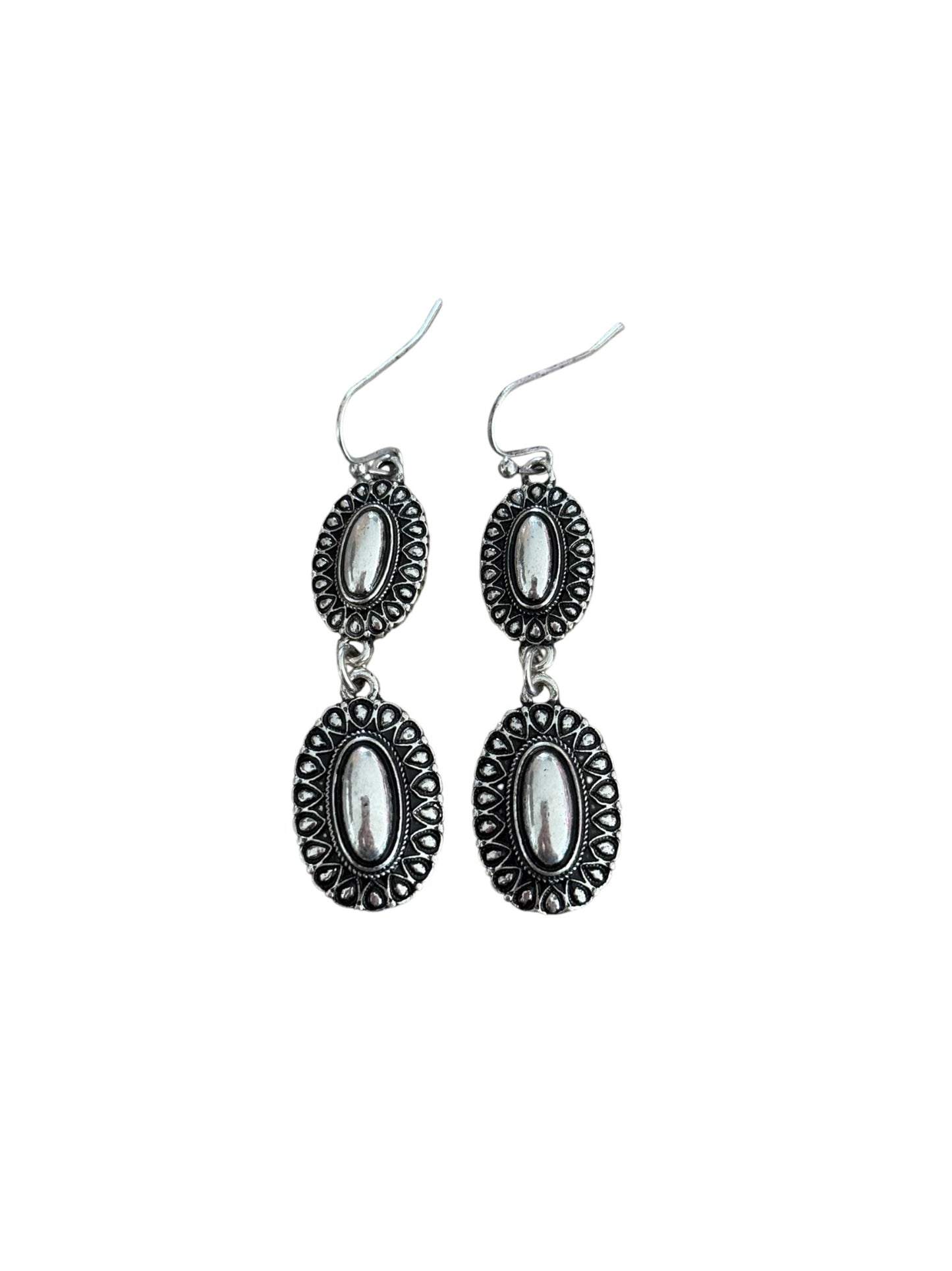 Silver Double Concho Earrings