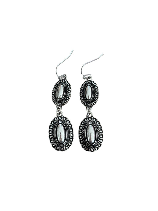 Silver Double Concho Earrings