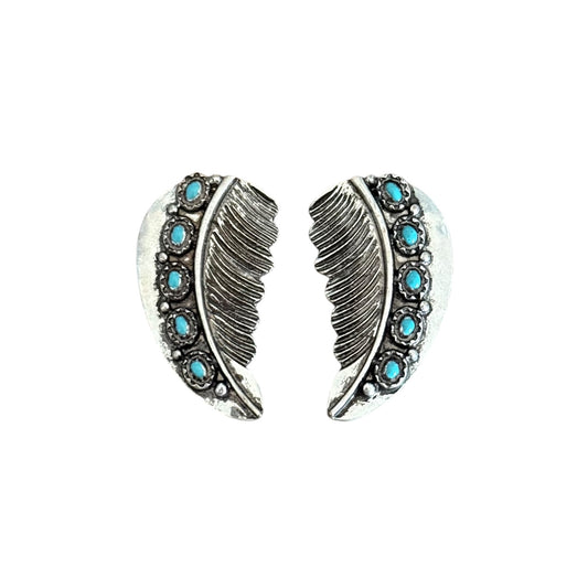 Turquoise Feather Earrings