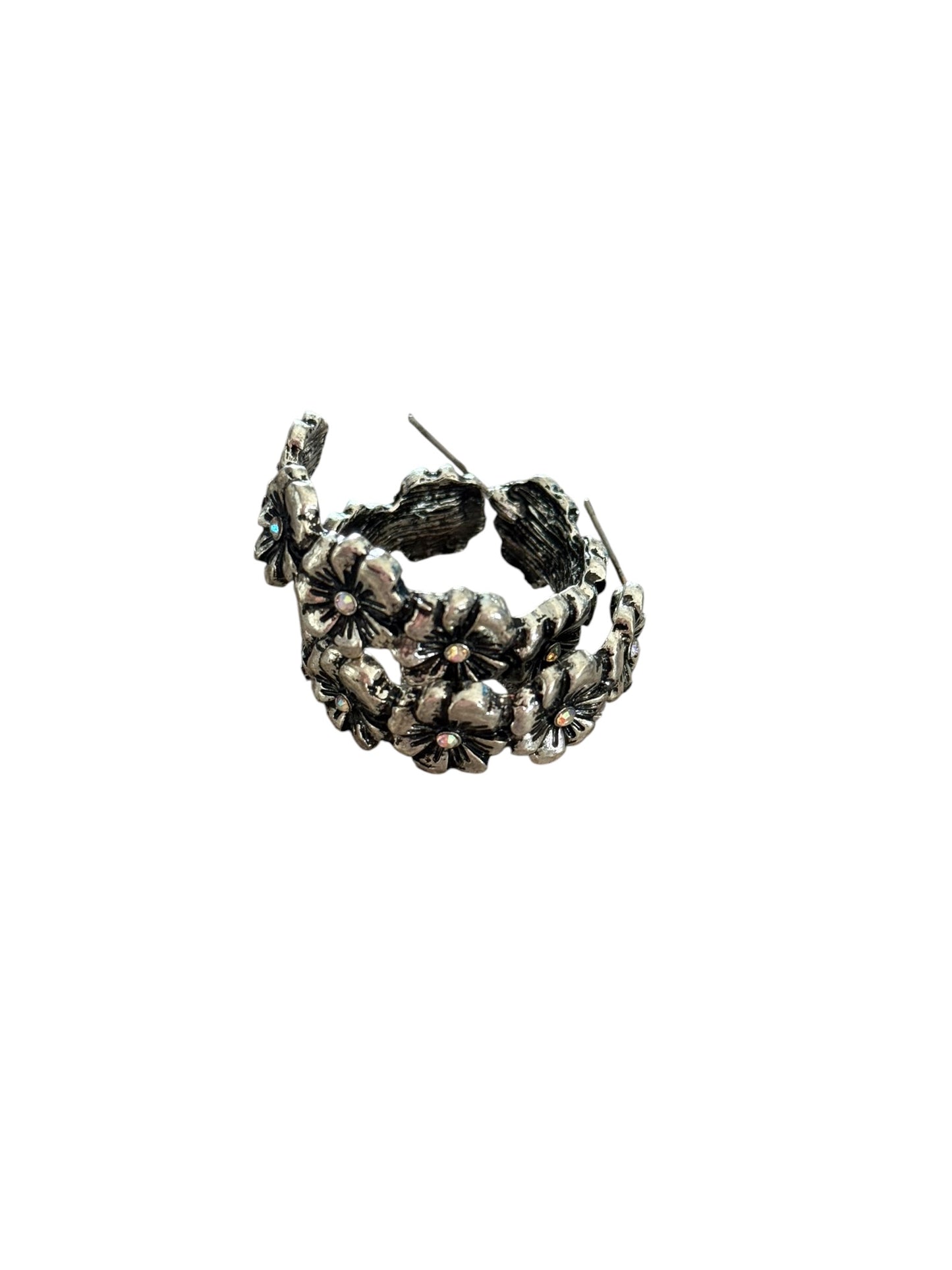 Flower Medium Hoop Earrings