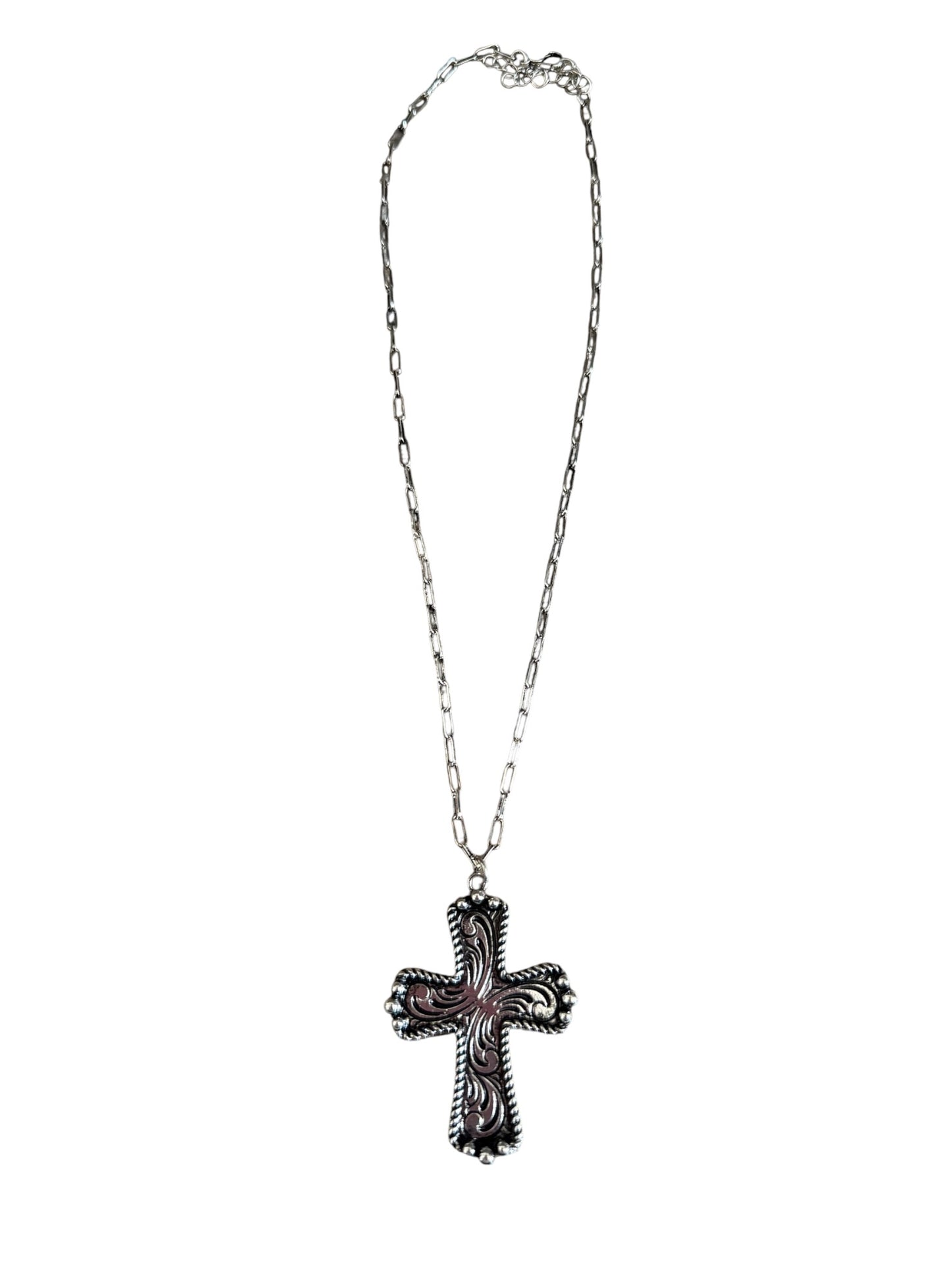Tooled Cross Necklace