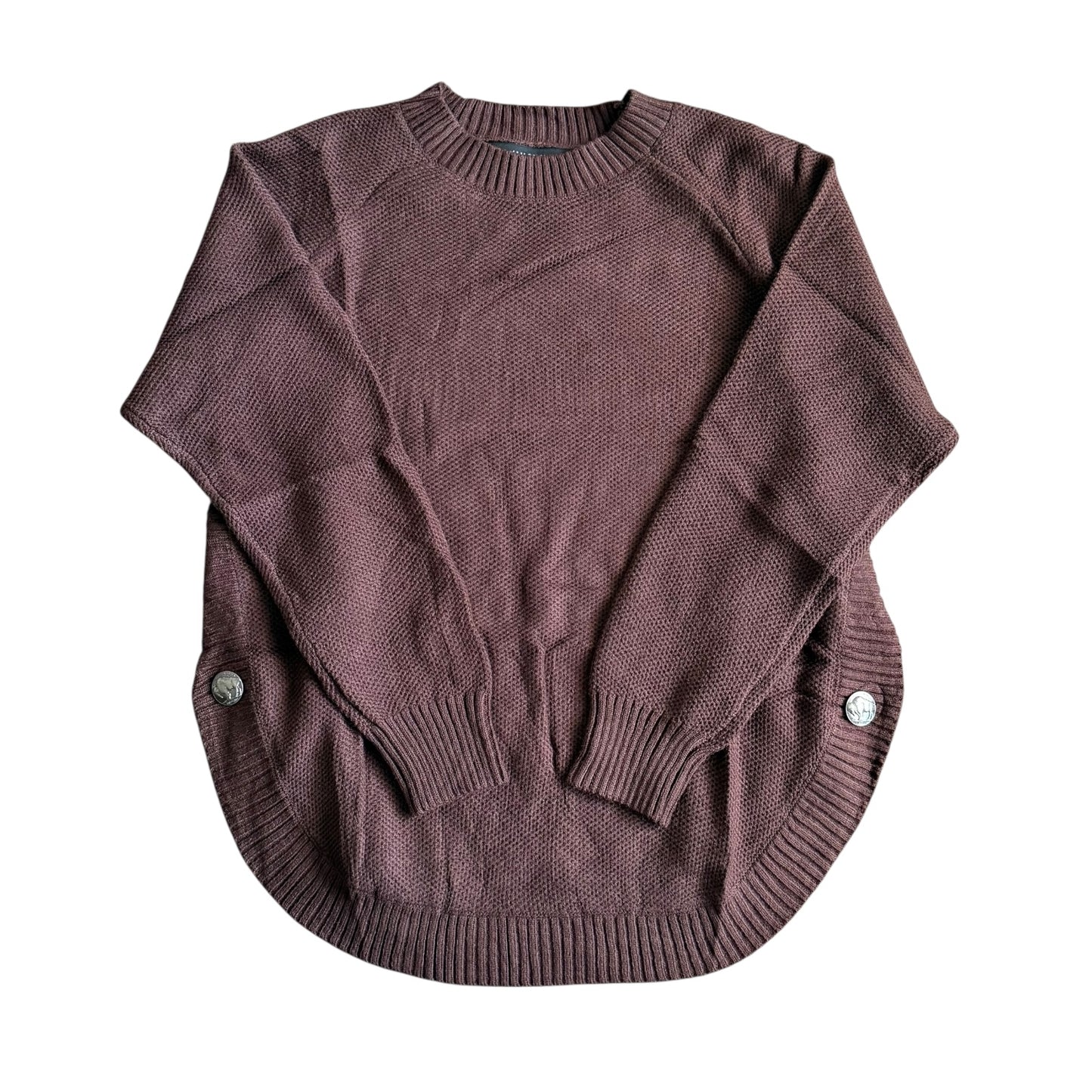 Chocolate Round Hem Buffalo Coin Sweater