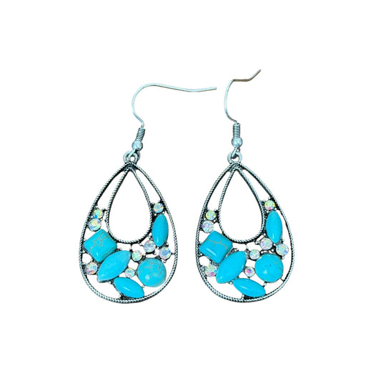 Turquoise Crystal Teardrop Earrings