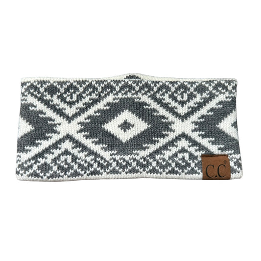 Grey Aztec Winter Headband