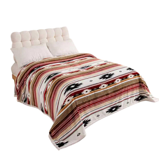 Red Striped Aztec King Blanket