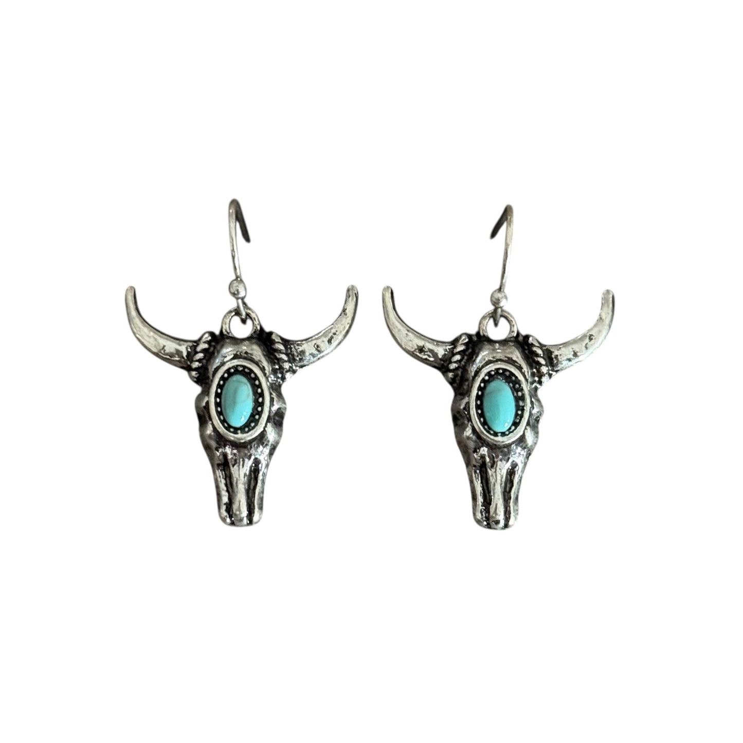 Turquoise Steer Skull Earrings