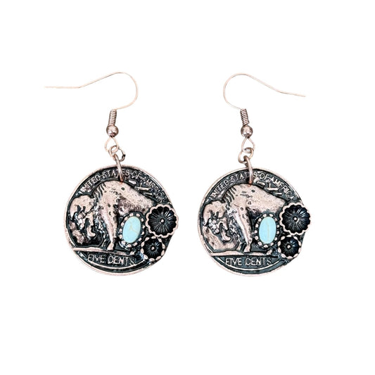 Copper Buffalo Flower Earrings