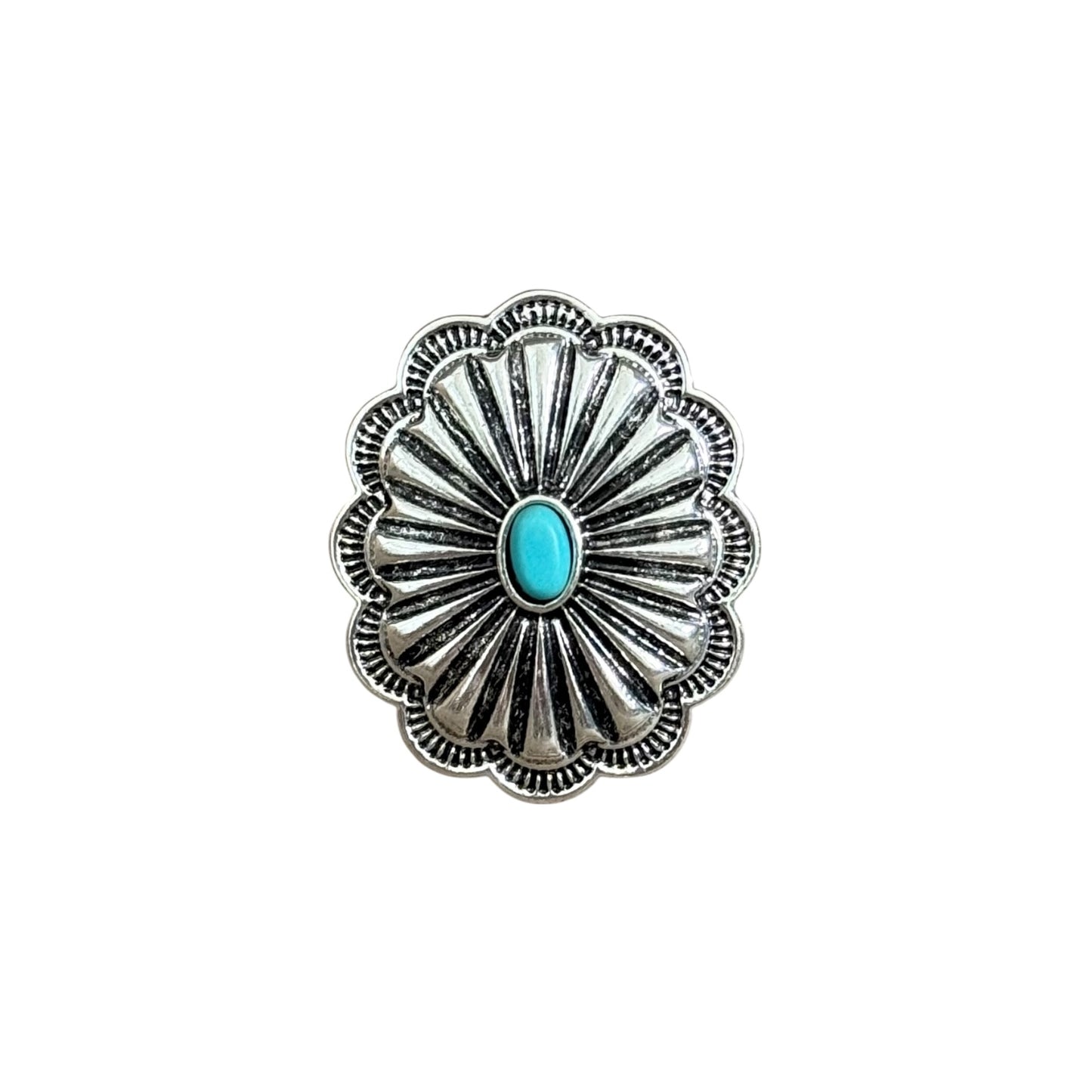 Scalloped Turquoise Stone Concho Cuff Ring