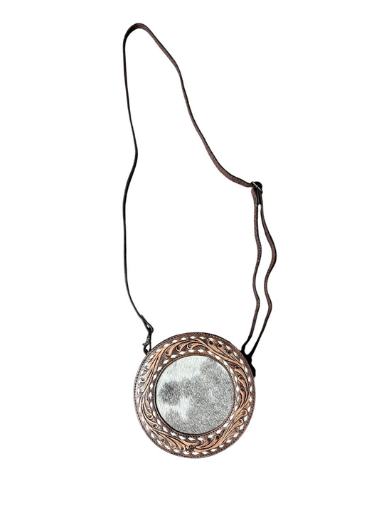Tooled Buckstitch Cowhide Round Purse (2 options)