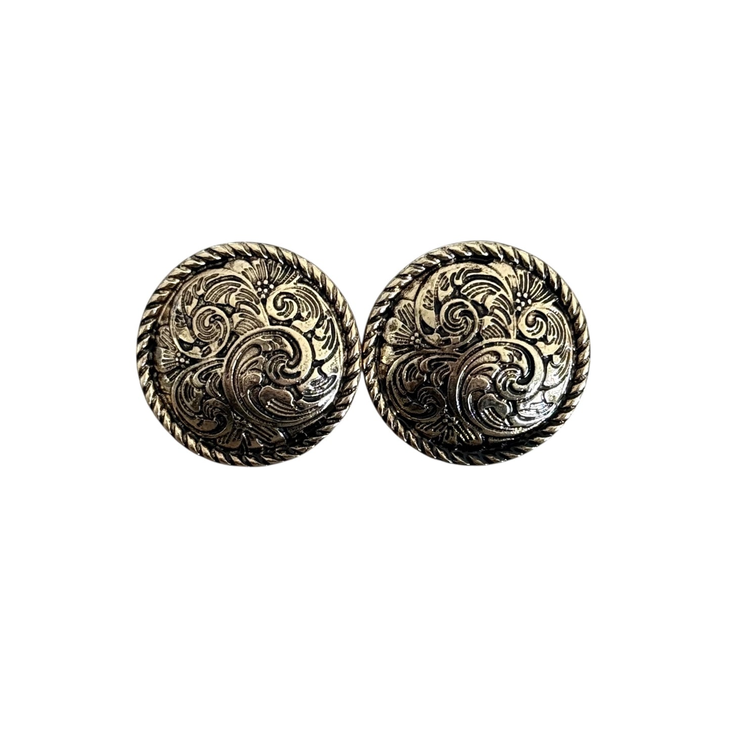 Gold Tooled Round Earrings