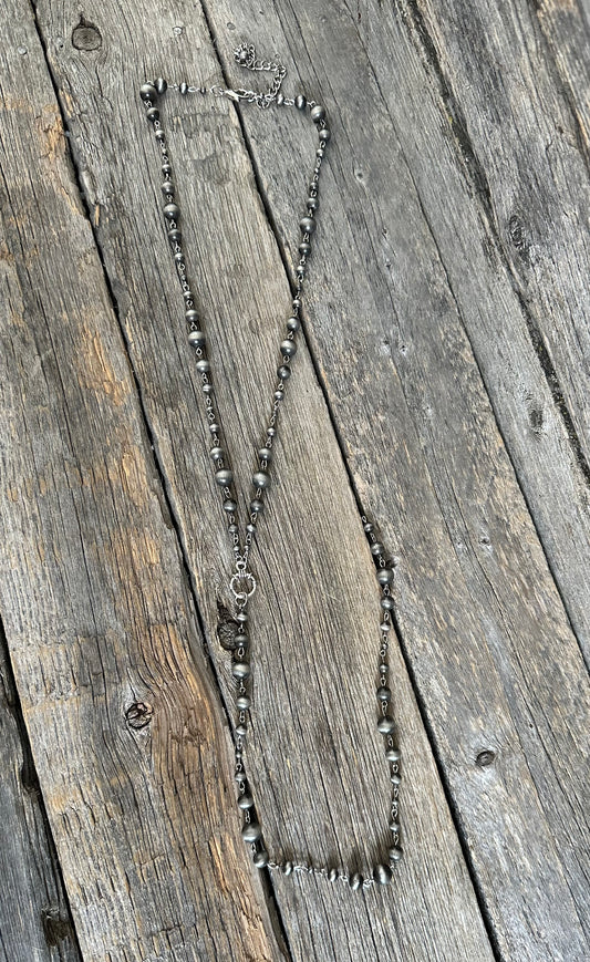 Gunmetal Navajo Pearl Long Necklace