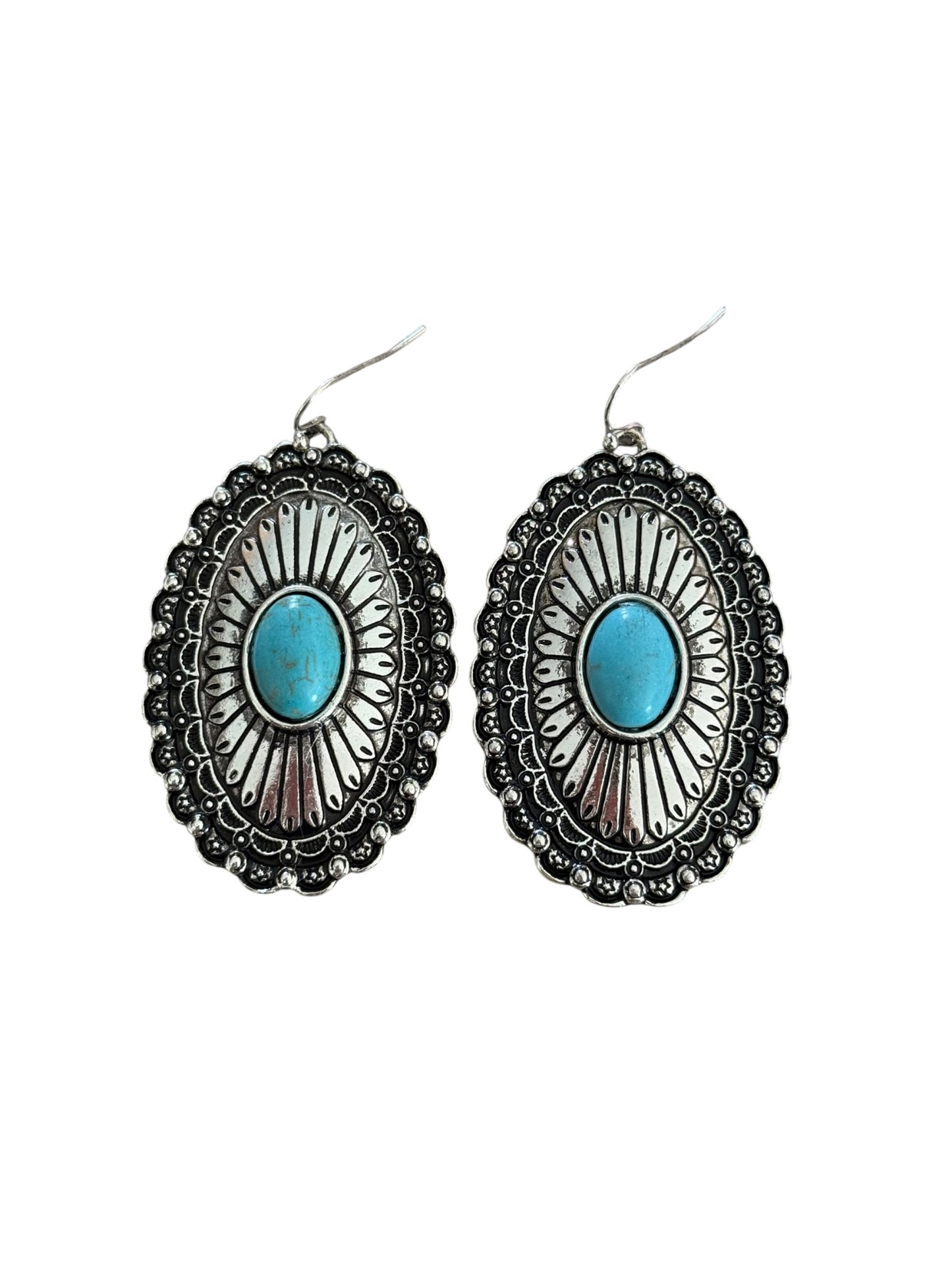 Scalloped Turquoise Concho Earrings