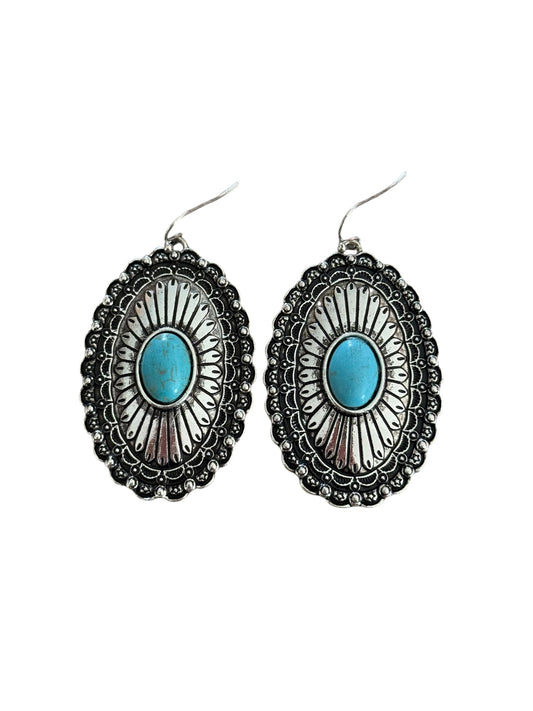 Scalloped Turquoise Concho Earrings