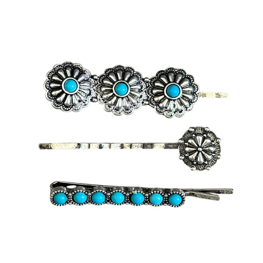 Turquoise Concho 3 Pack Hair Pins