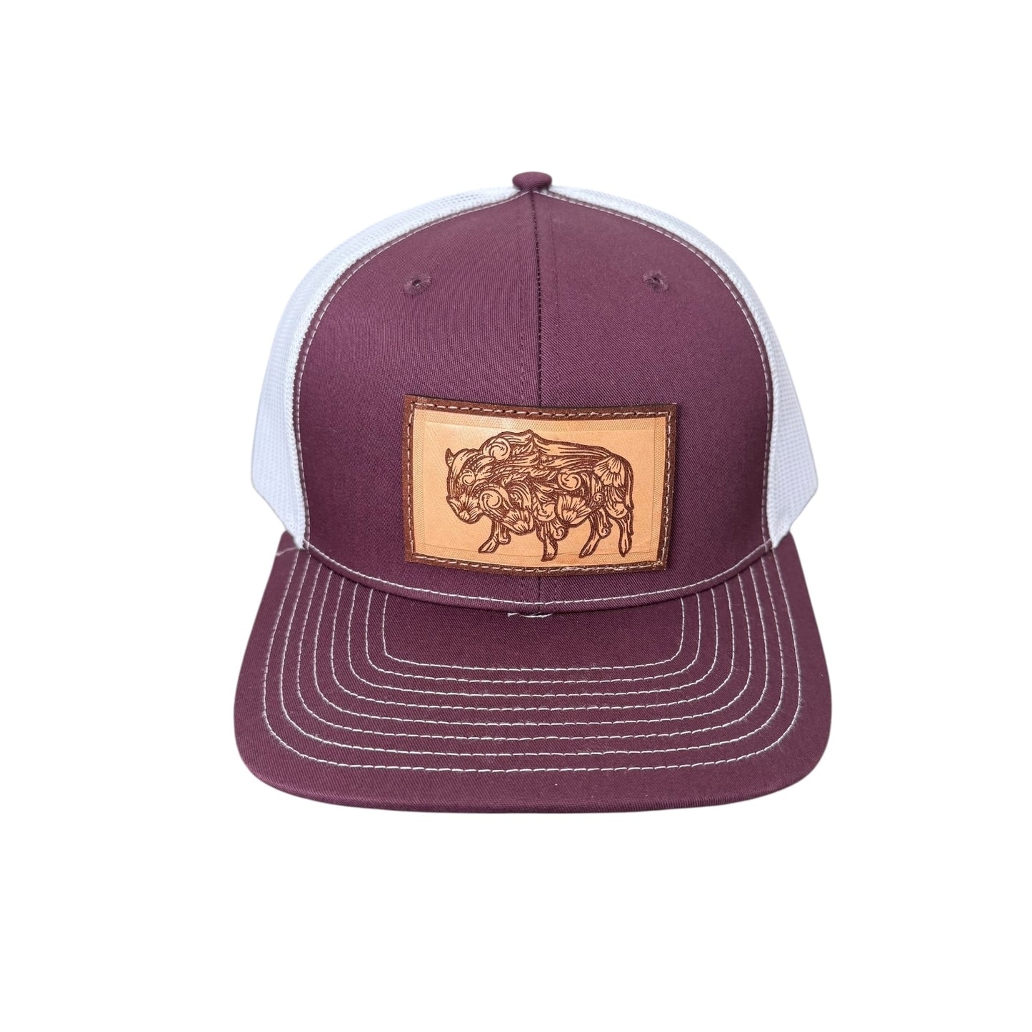 Burgundy/White Snapback Hat
