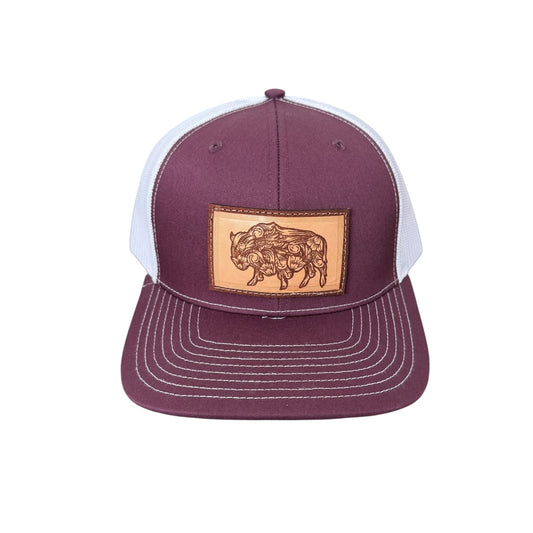 Burgundy/White Snapback Hat