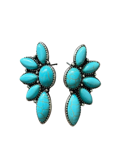 Turquoise Half Cluster Large Earrings