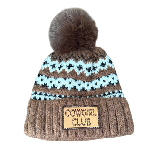 Brown Pattern Cowgirl Club Toque
