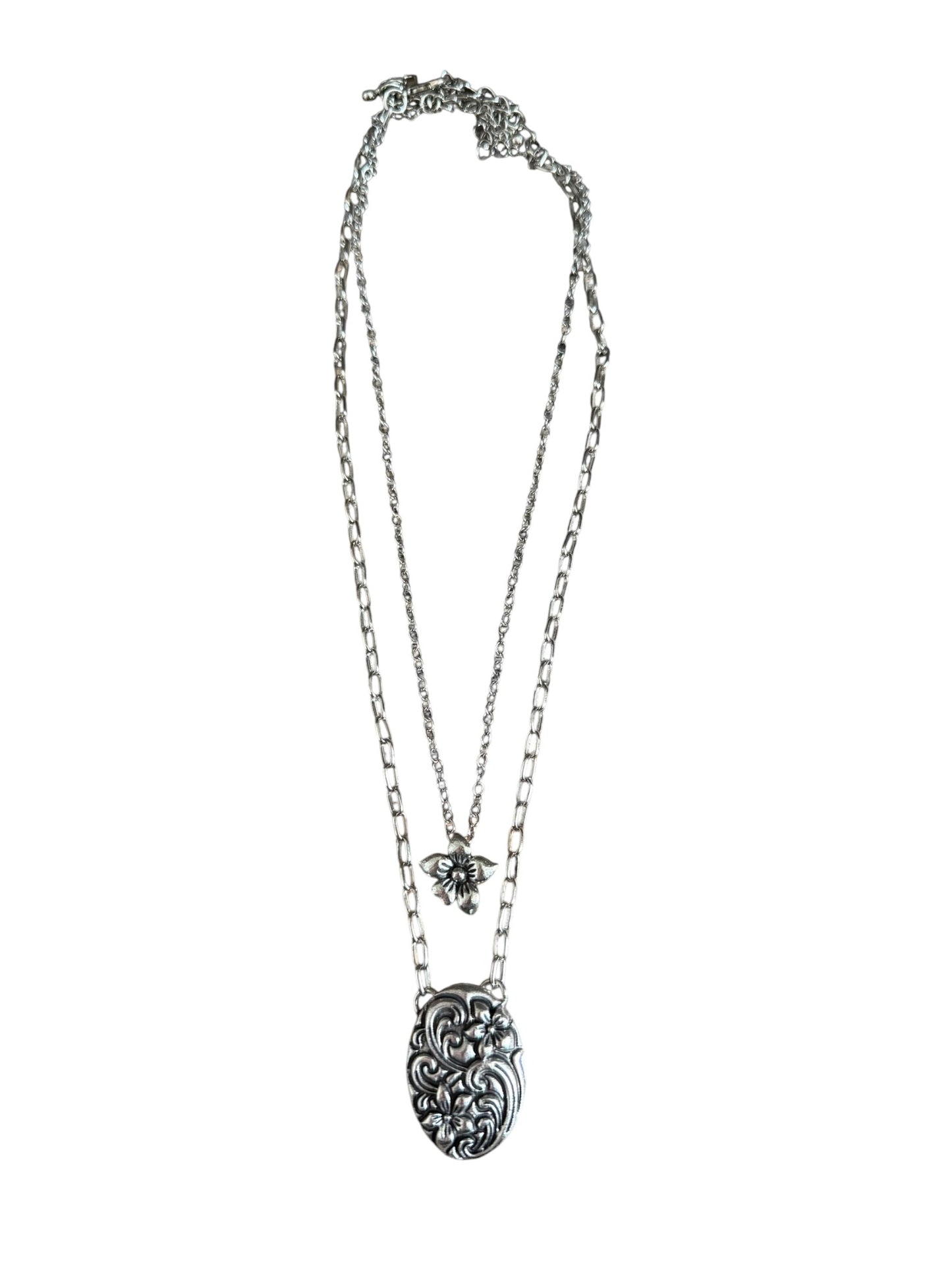 Tooled Floral Double Necklace