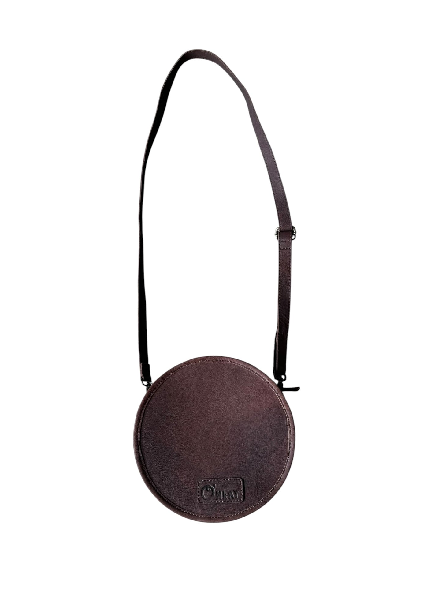 Tooled Turquoise Cowhide Round Purse