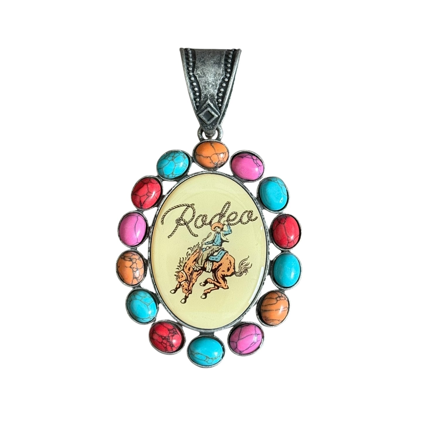 Gunmetal Multi Colour Rodeo Vintage Large Pendant
