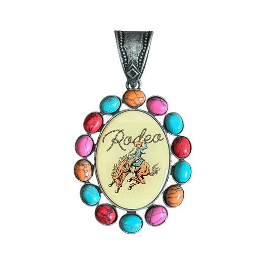 Gunmetal Multi Colour Rodeo Vintage Large Pendant