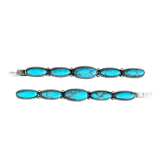 Turquoise Oval Hair Pins