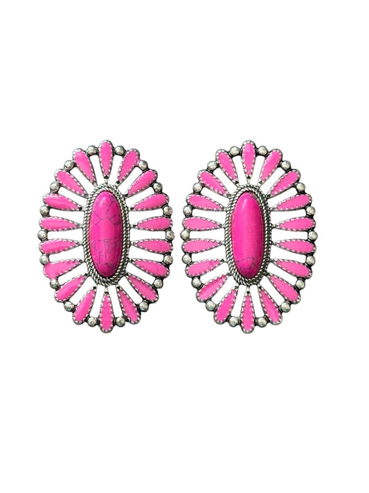 Pink Cluster Earrings