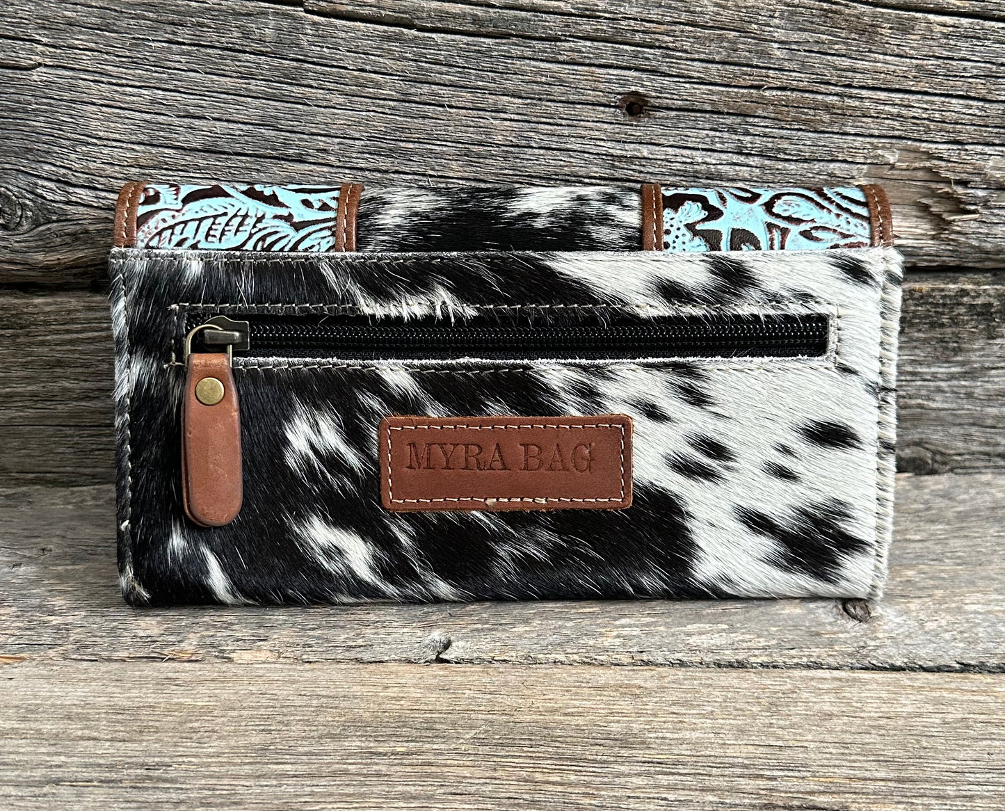 Turquoise Tooled Leather Cowhide Wallet
